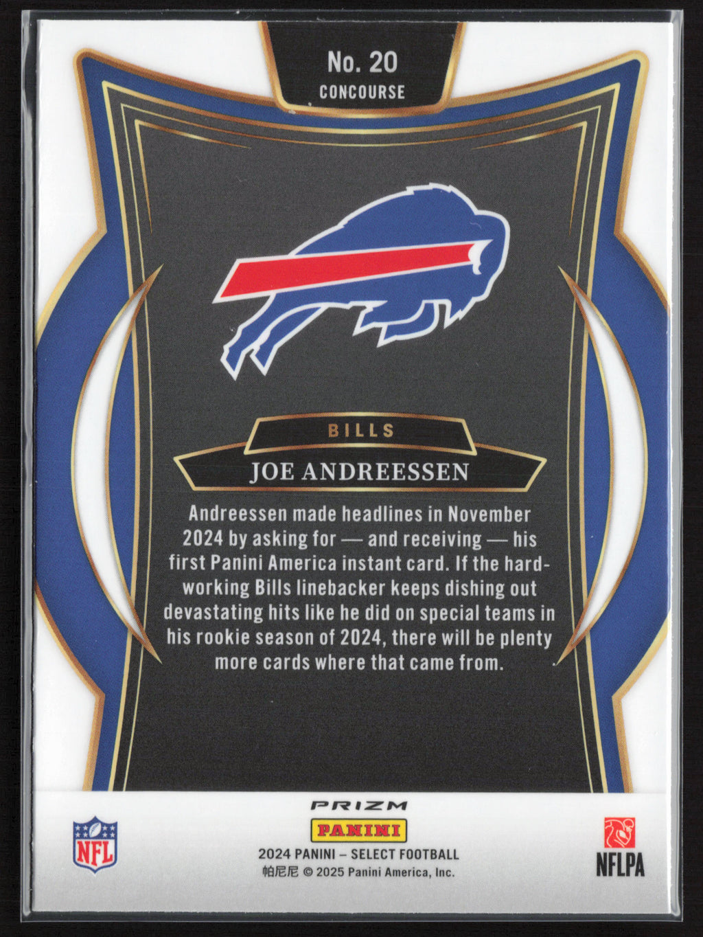 2024 Panini Select #20 Joe Andreessen Black & Green Prizm Shock