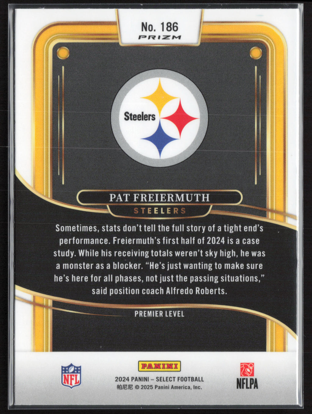 2024 Panini Select #186 Pat Freiermuth Black & Green Prizm Shock