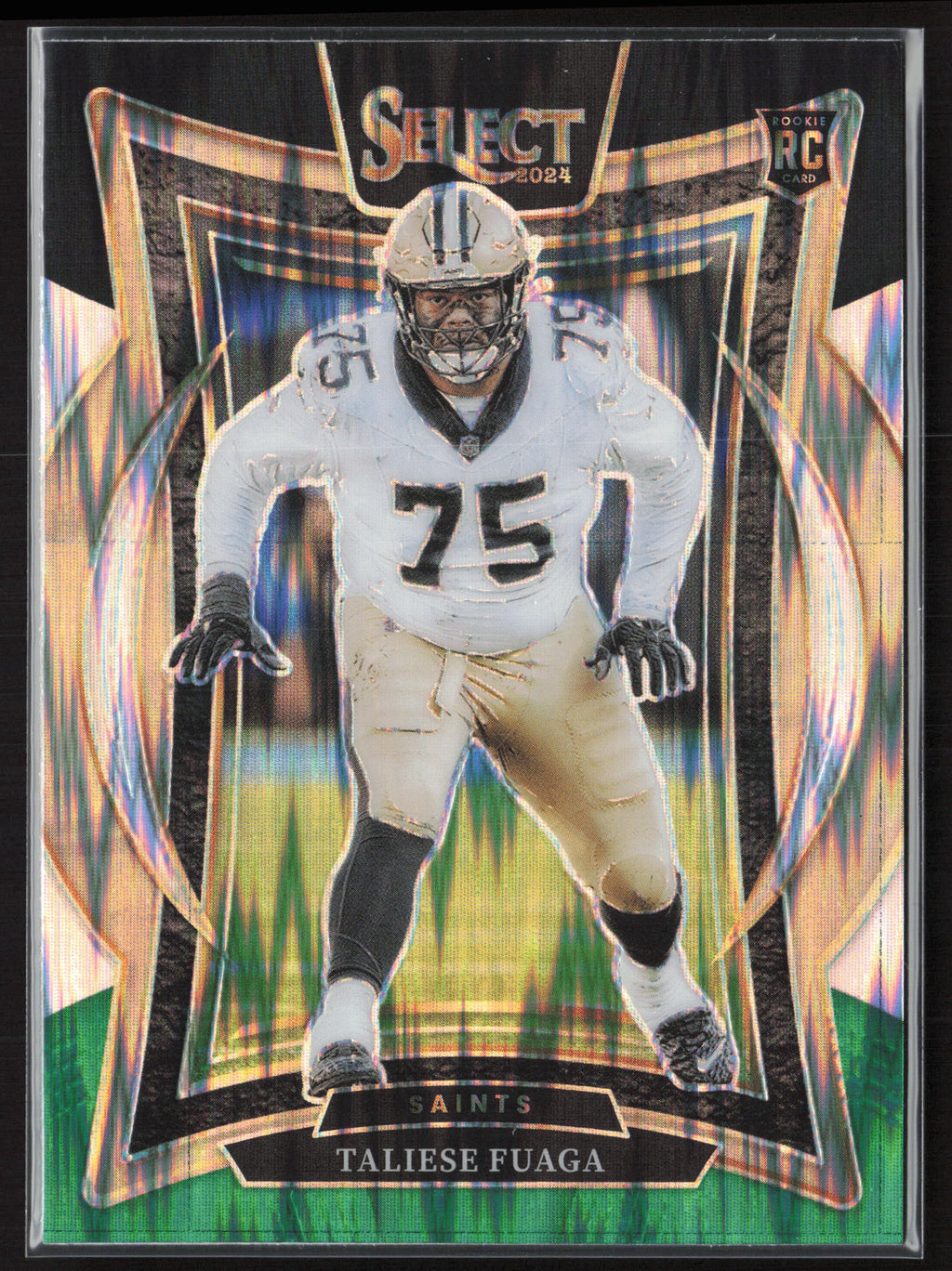 2024 Panini Select #56 Taliese Fuaga Black & Green Prizm Shock