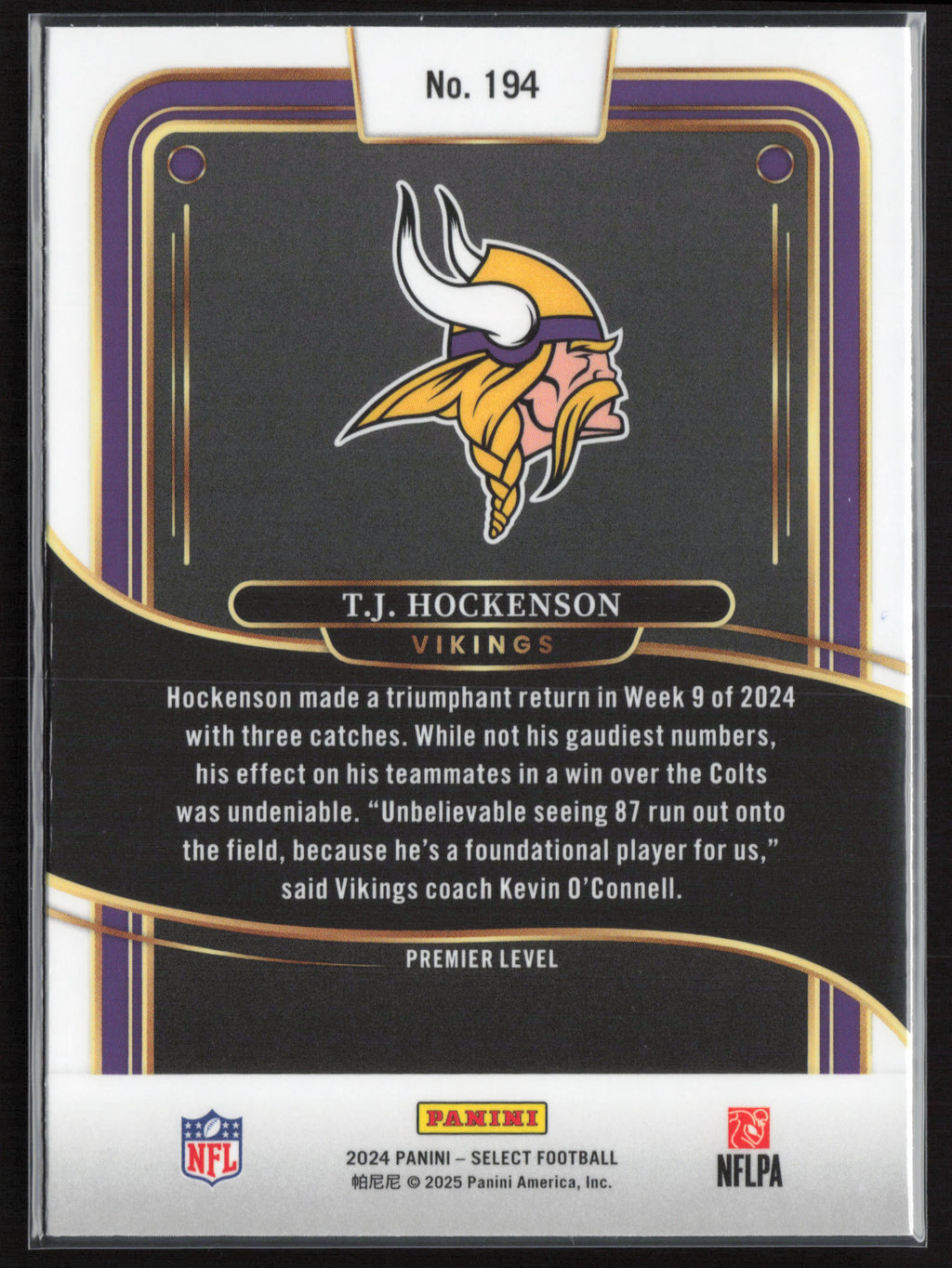 2024 Panini Select #194 T.J. Hockenson