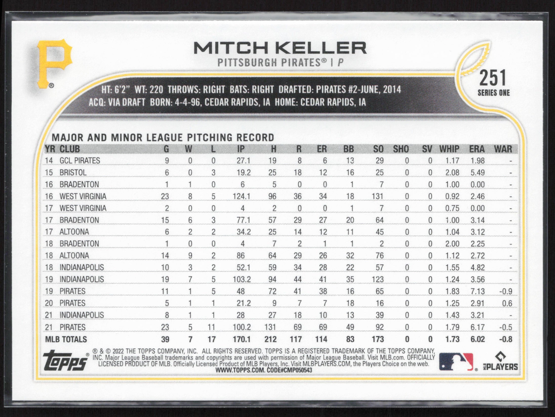 2022 Topps #251 Mitch Keller