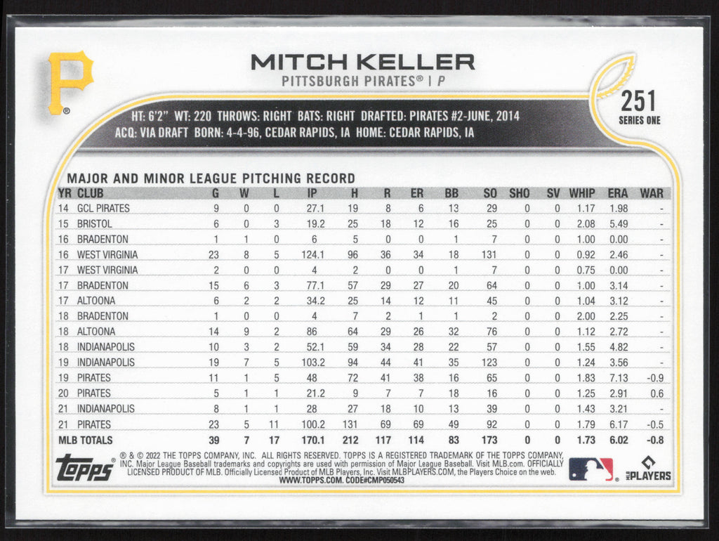 2022 Topps #251 Mitch Keller