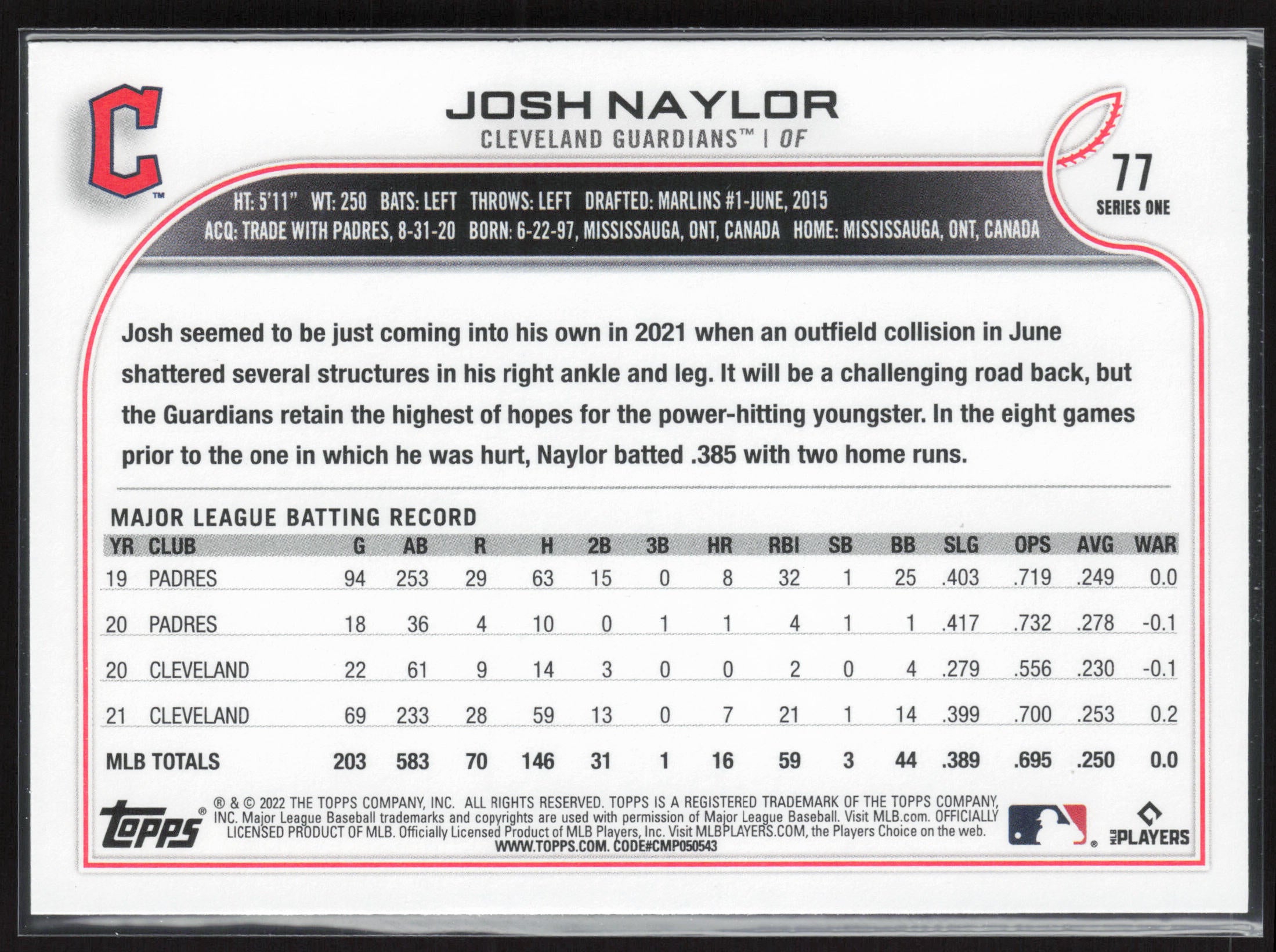 2022 Topps #77 Josh Naylor