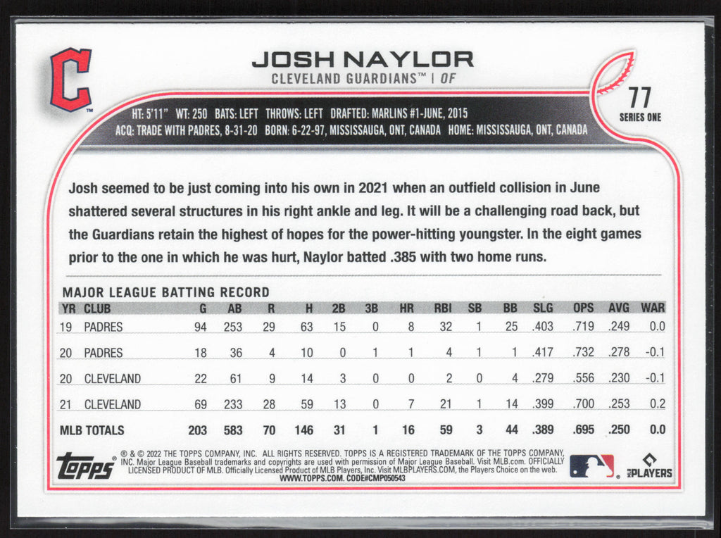 2022 Topps #77 Josh Naylor