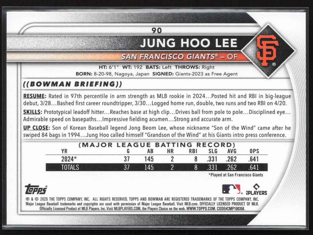 2025 Bowman #90 Jung Hoo Lee