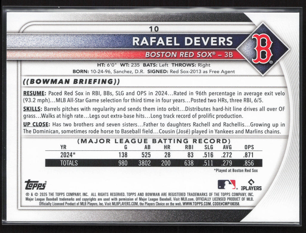 2025 Bowman #10 Rafael Devers