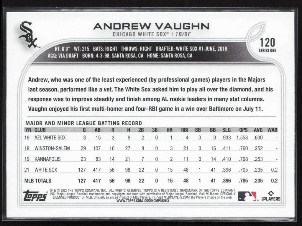 2022 Topps #120 Andrew Vaughn
