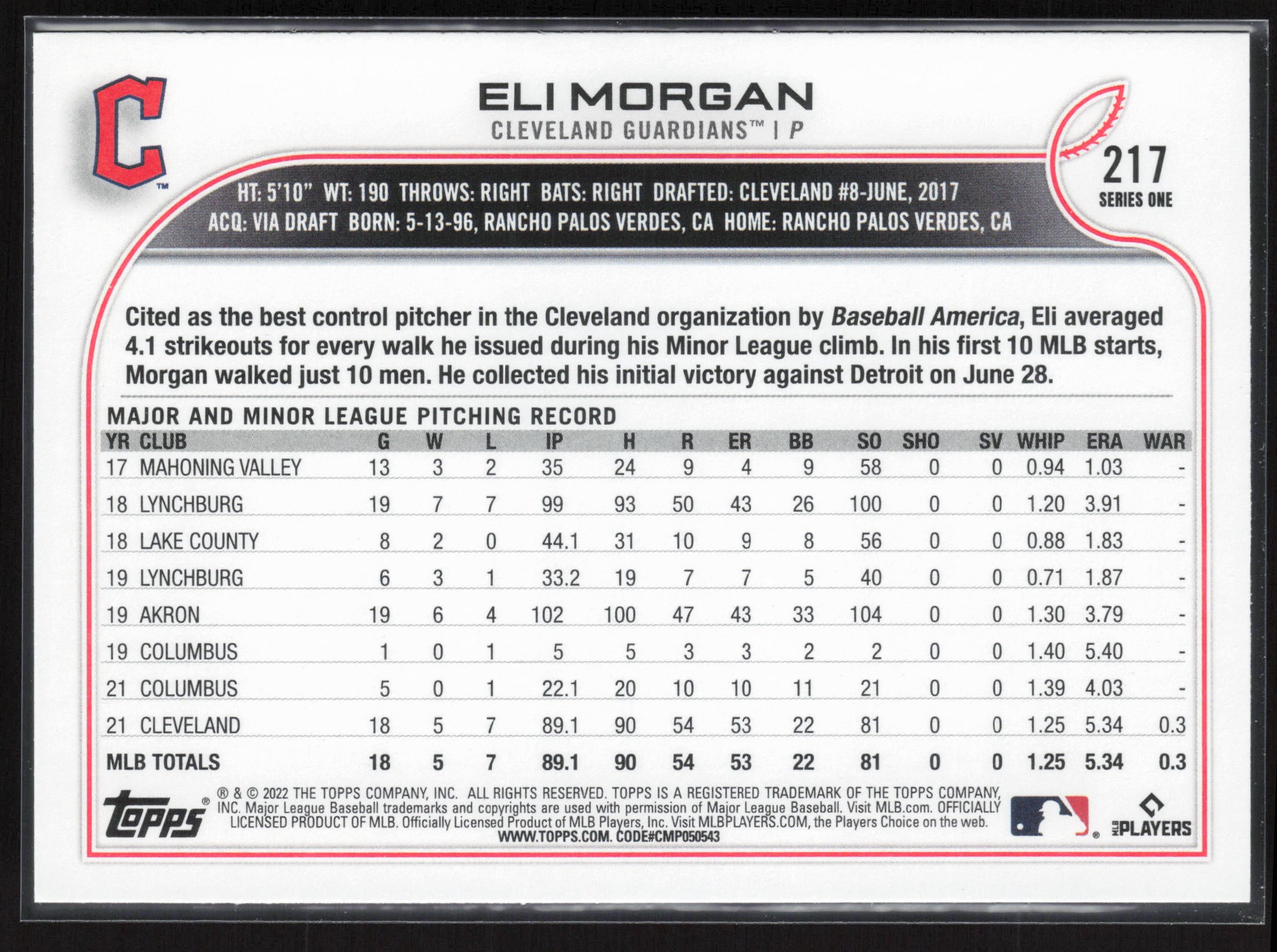 2022 Topps #217 Eli Morgan