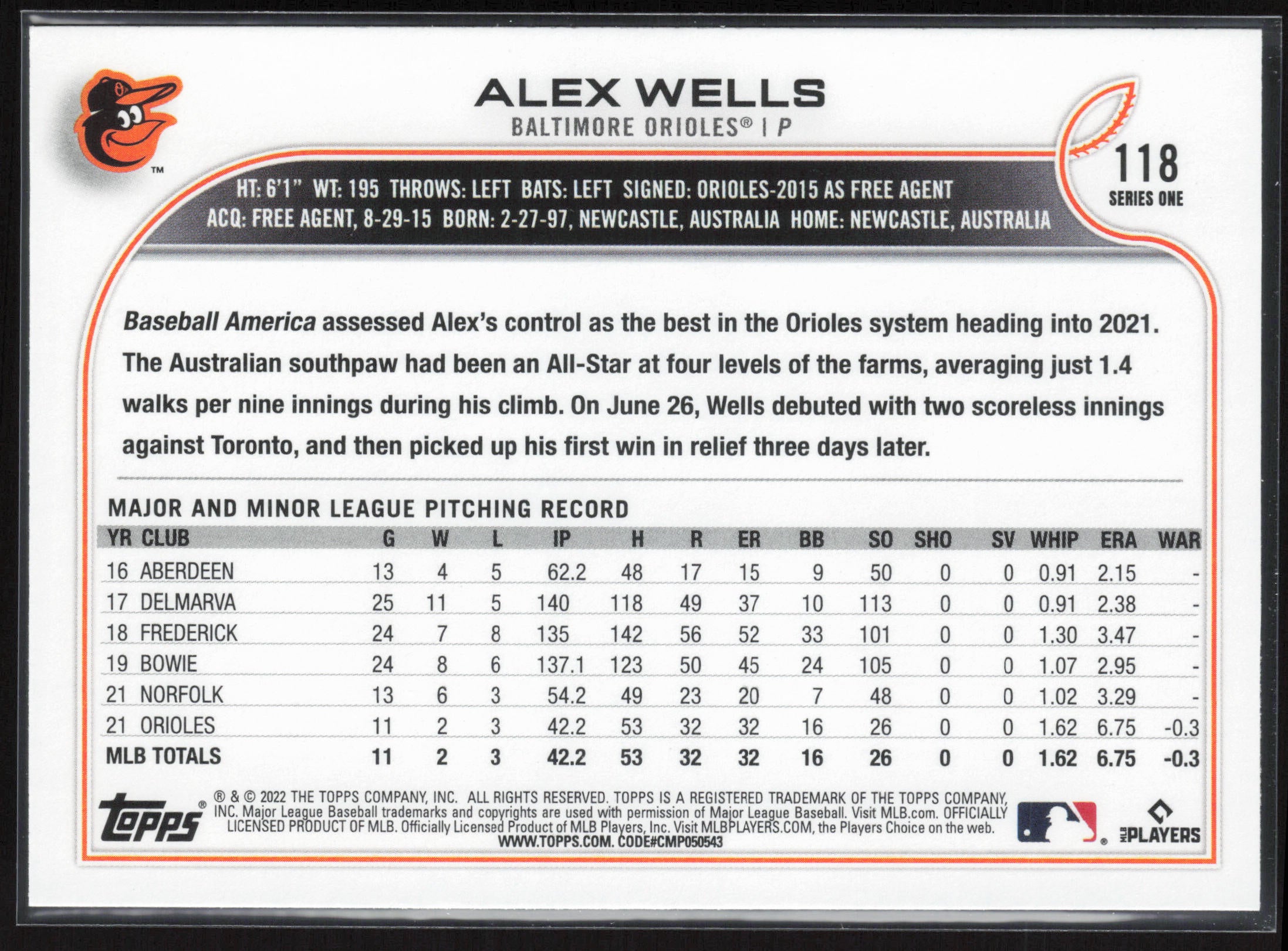 2022 Topps #118 Alex Wells
