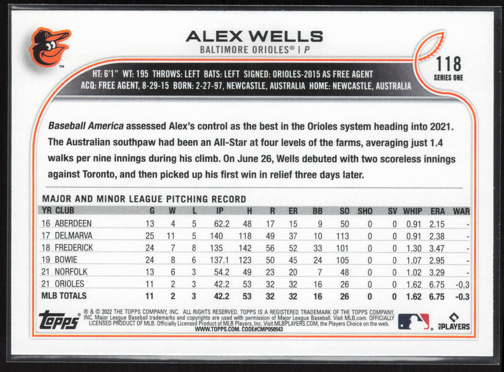 2022 Topps #118 Alex Wells