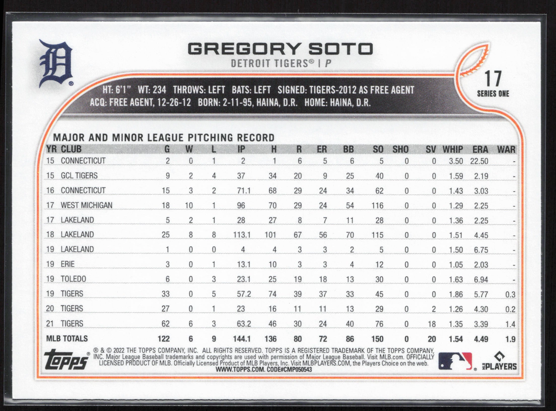 2022 Topps #17 Gregory Soto