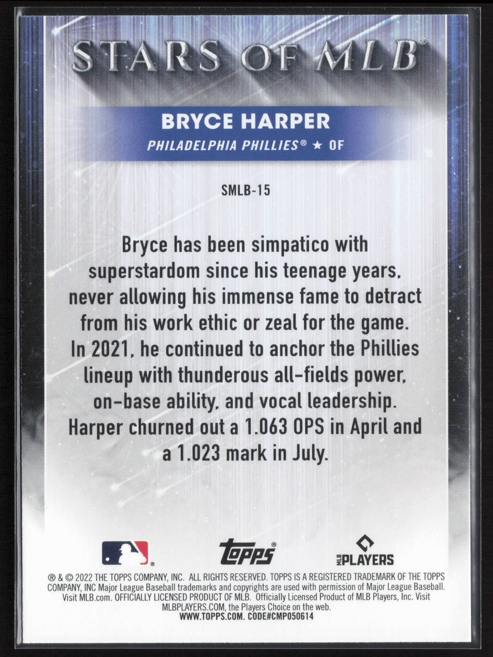 2022 Topps #SMLB-15 Bryce Harper Stars of MLB