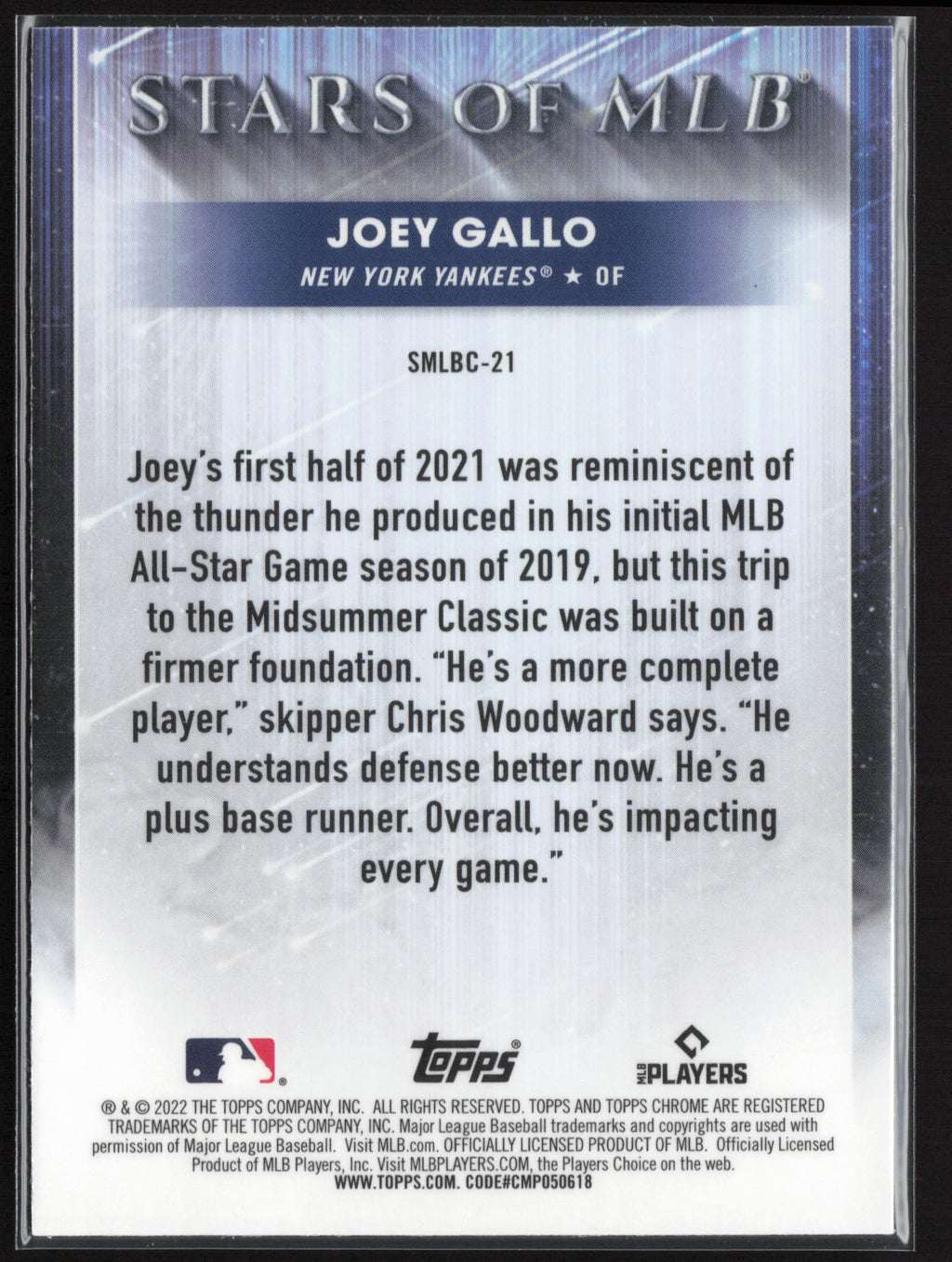 2022 Topps #SMLBC-21 Joey Gallo Stars of MLB Chrome