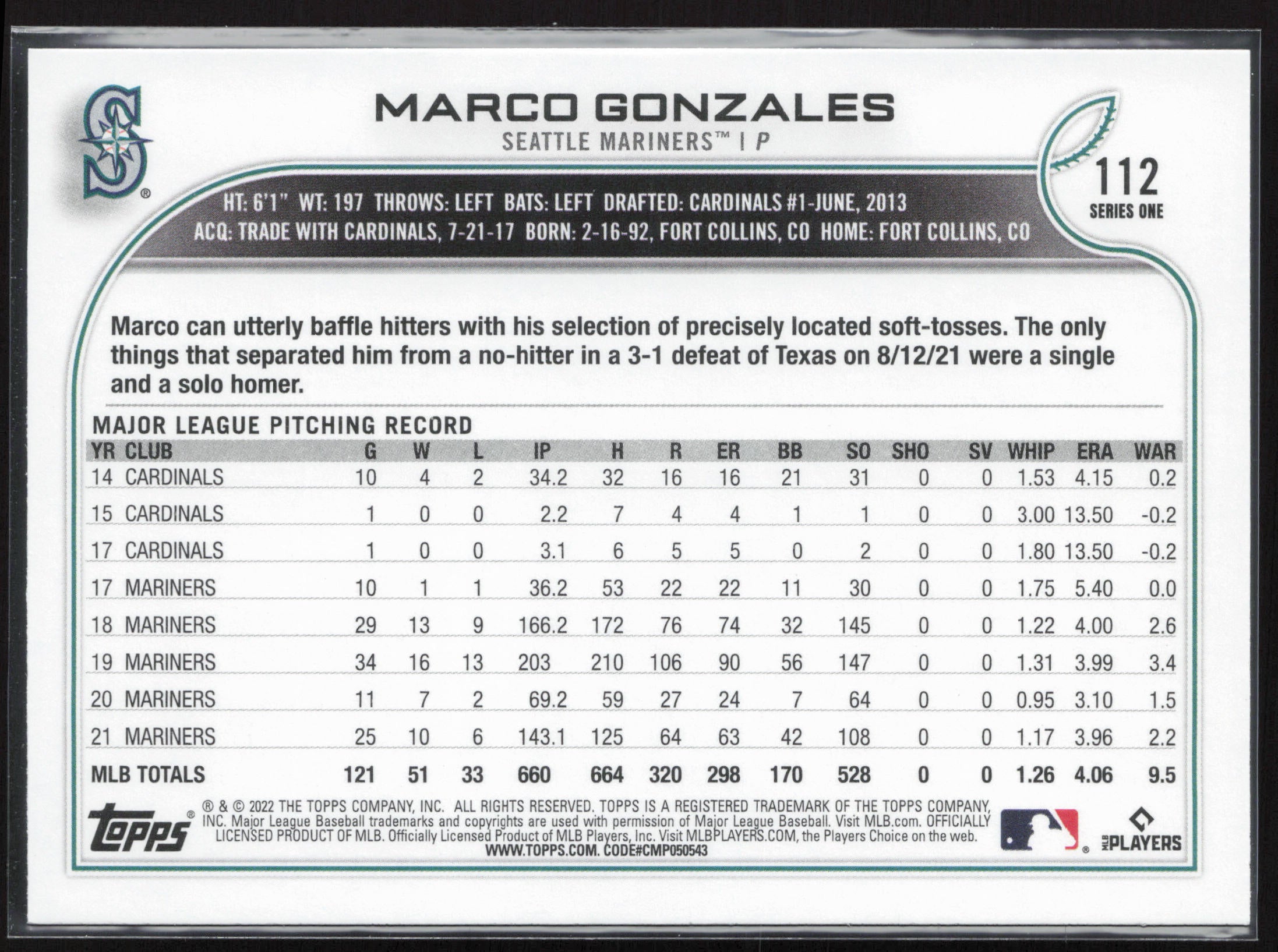 2022 Topps #112 Marco Gonzales