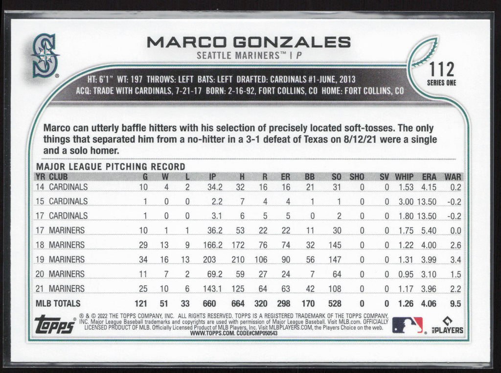 2022 Topps #112 Marco Gonzales