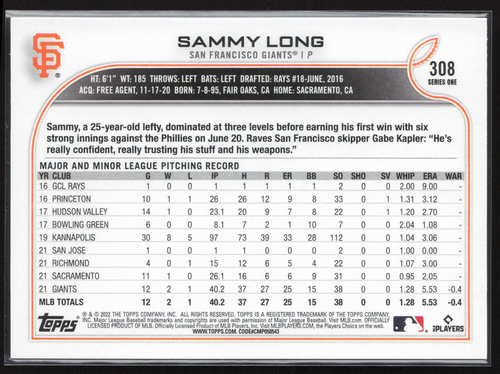 2022 Topps #308 Sammy Long