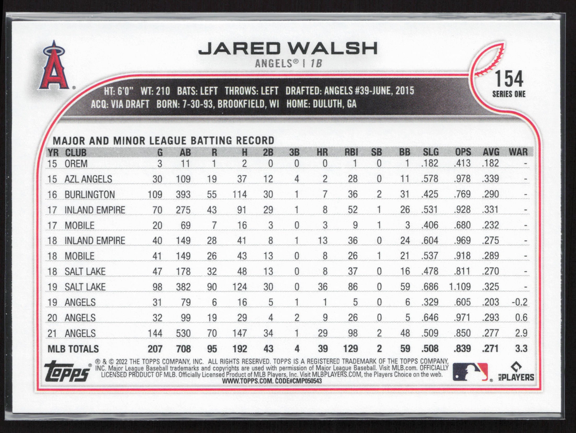 2022 Topps #154 Jared Walsh
