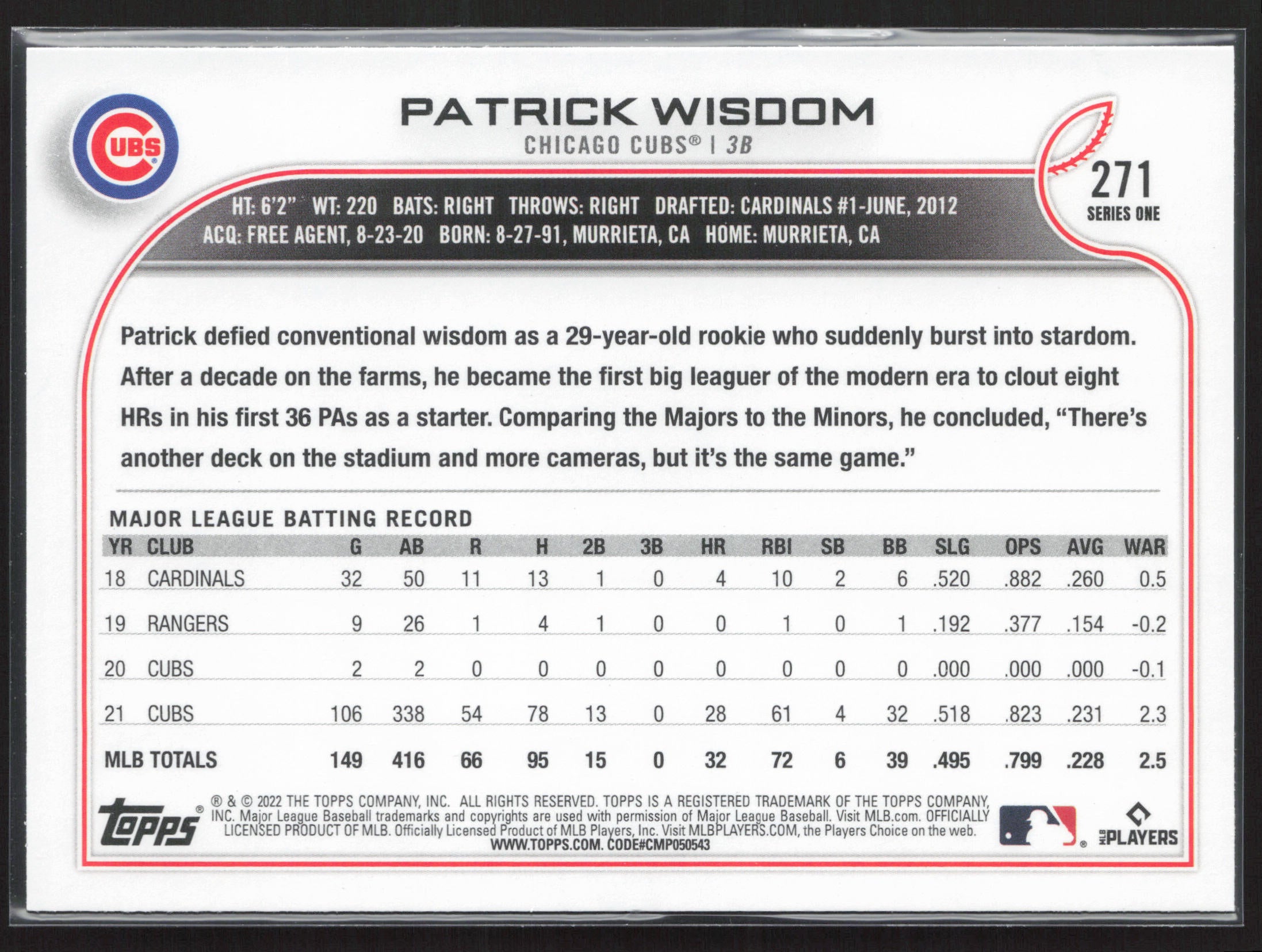 2022 Topps #271 Patrick Wisdom