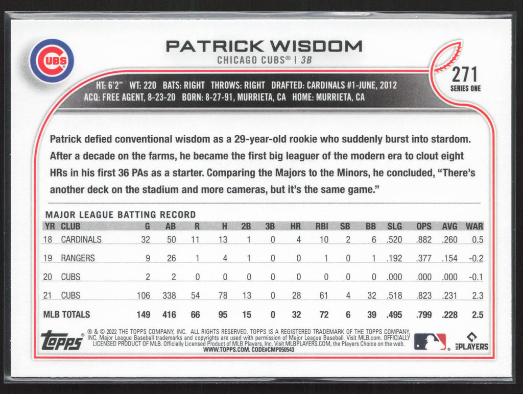 2022 Topps #271 Patrick Wisdom