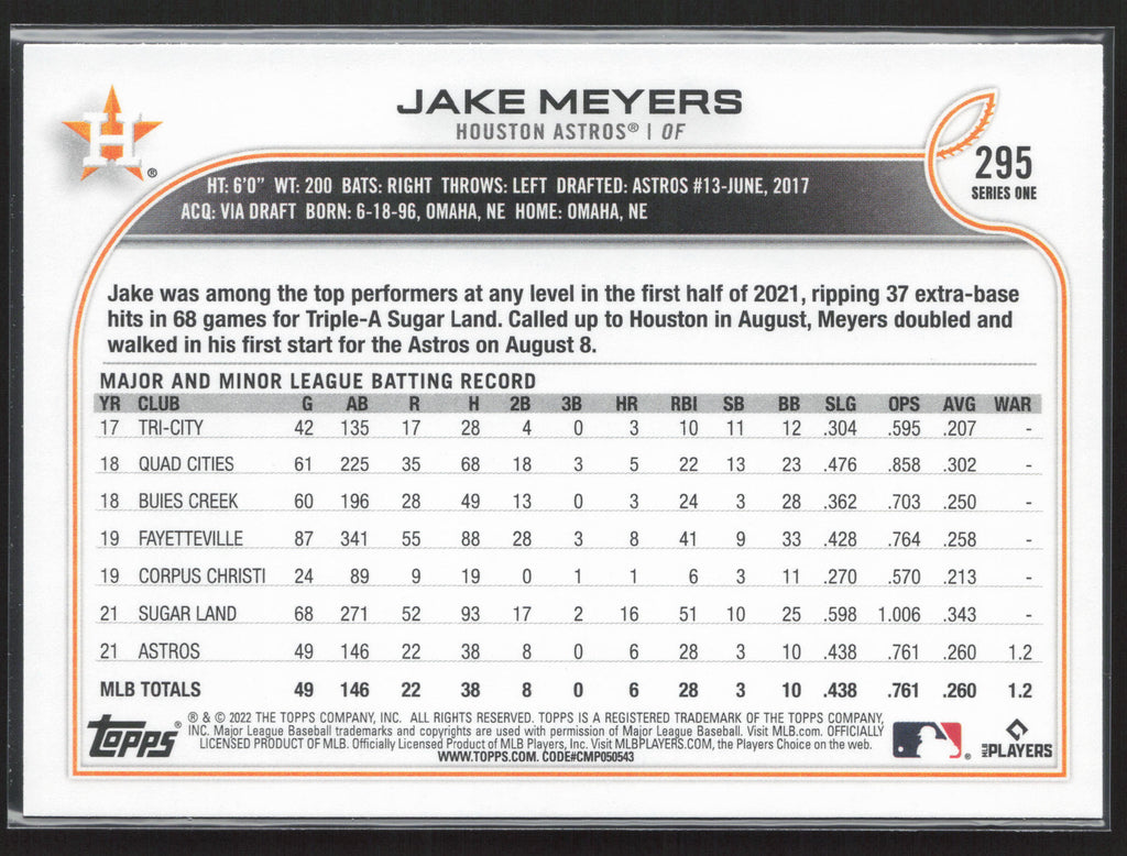 2022 Topps #295 Jake Meyers