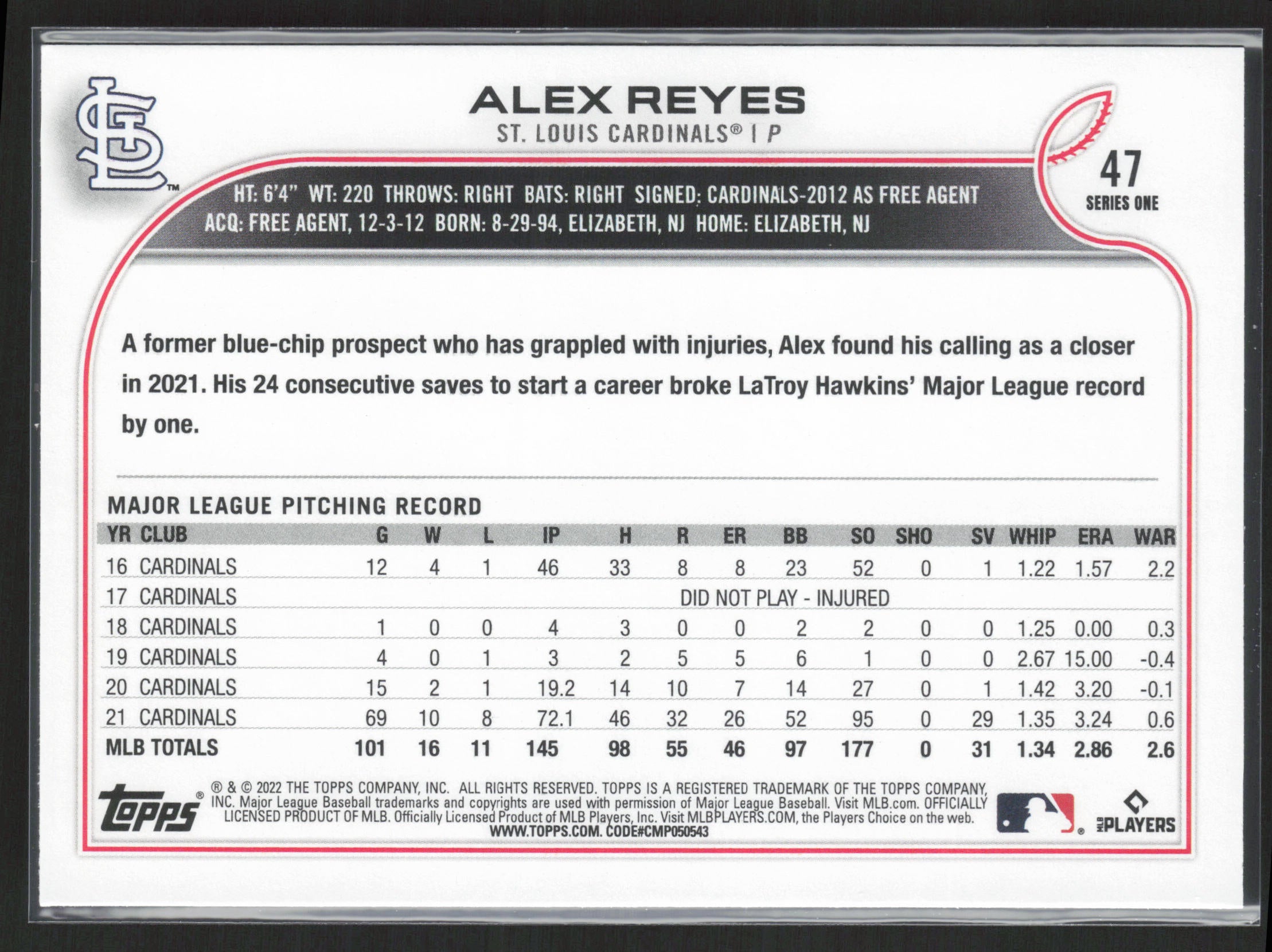 2022 Topps #47 Alex Reyes