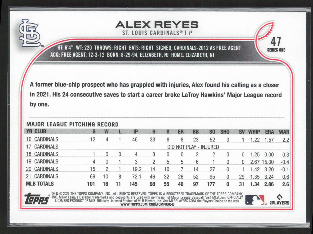 2022 Topps #47 Alex Reyes