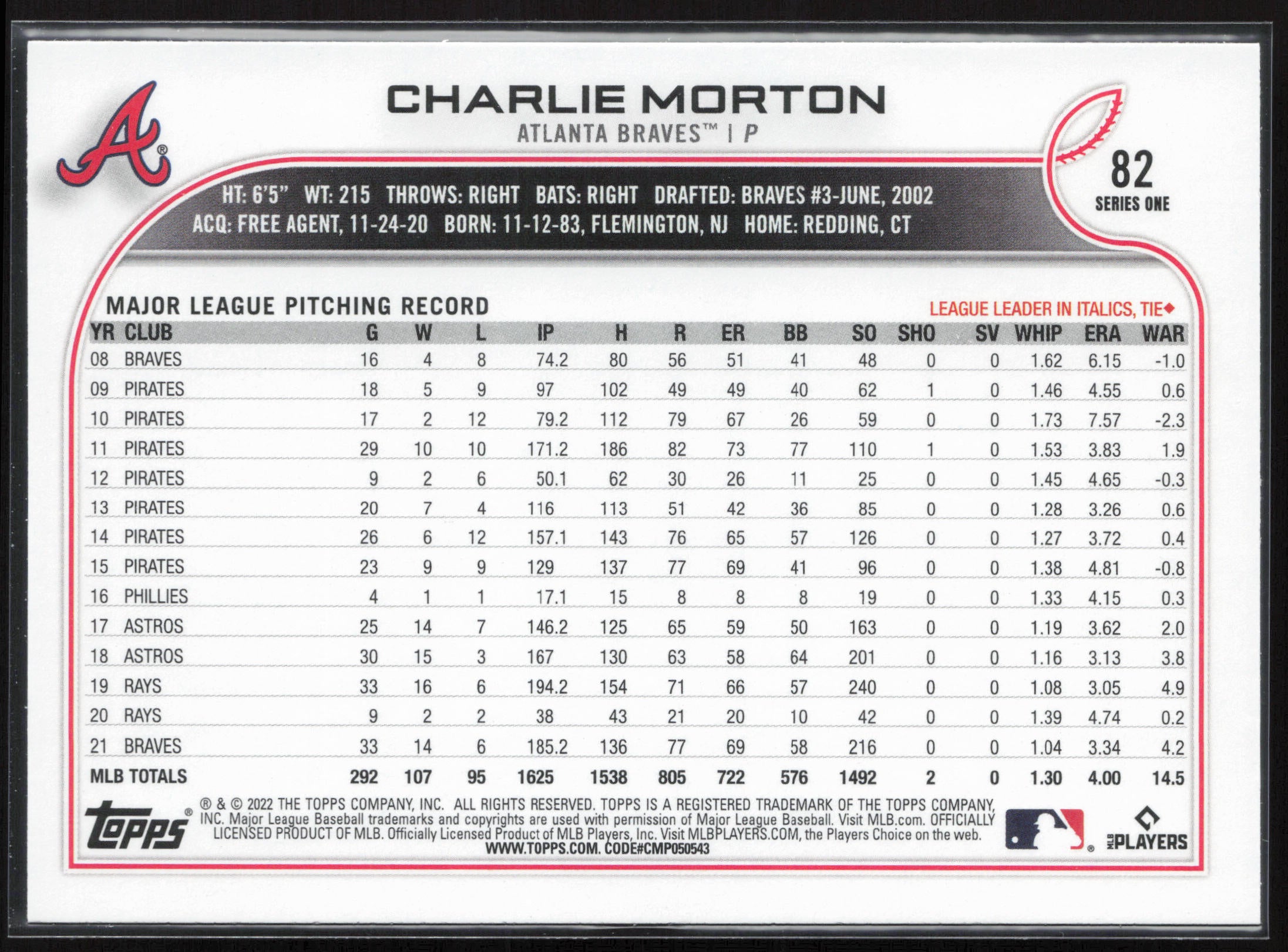 2022 Topps #82 Charlie Morton