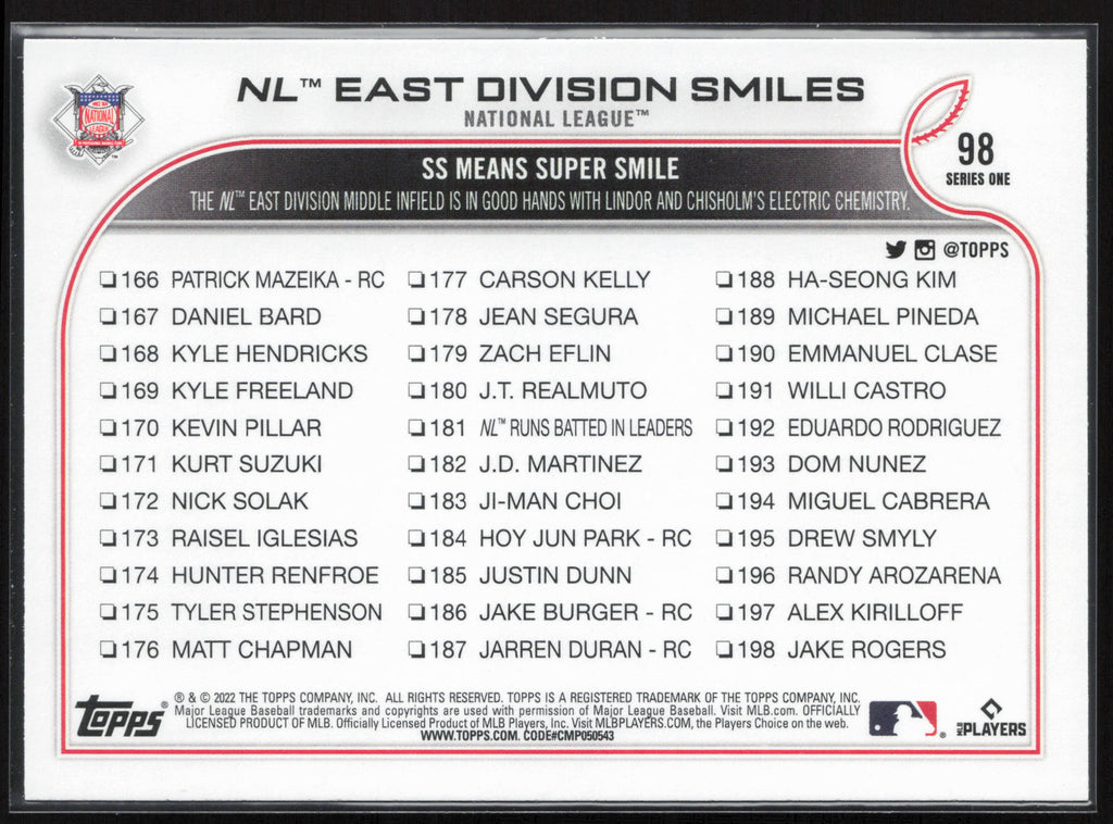 2022 Topps #98 NL East Division Smiles