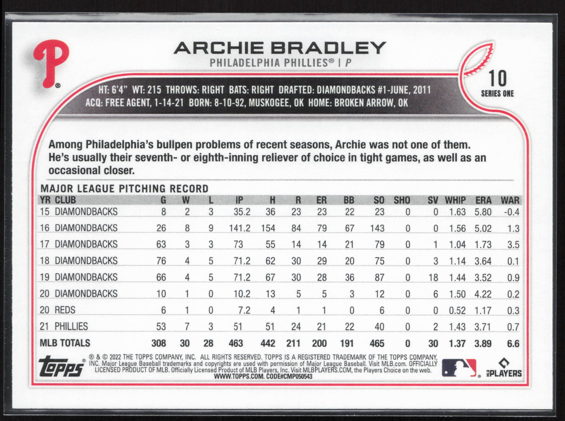 2022 Topps #10 Archie Bradley