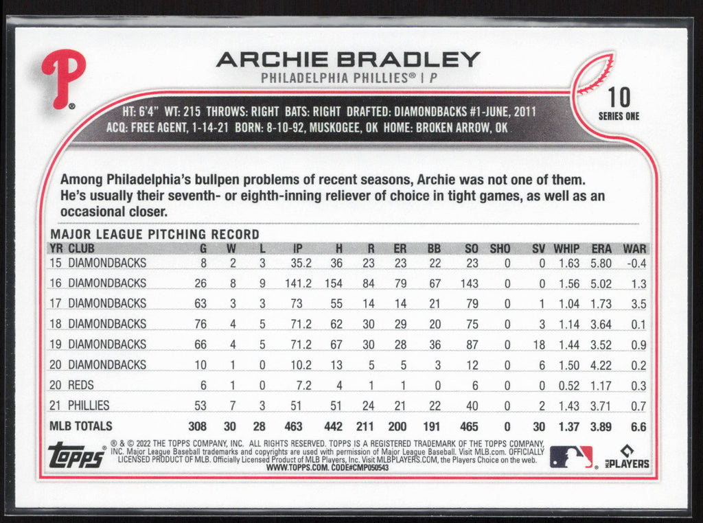 2022 Topps #10 Archie Bradley