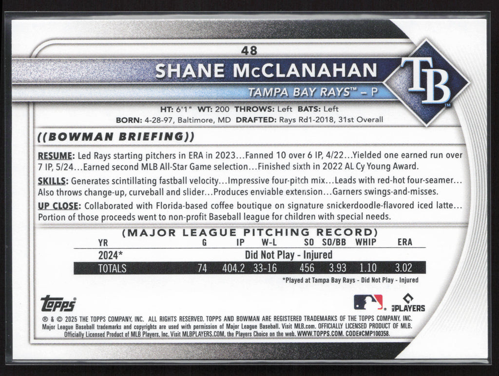 2025 Bowman #48 Shane McClanahan
