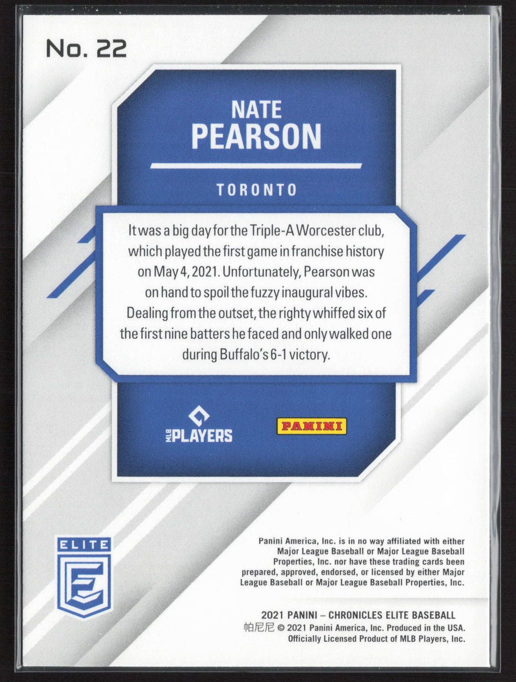 2021 Panini Chronicles #22 Nate Pearson Elite