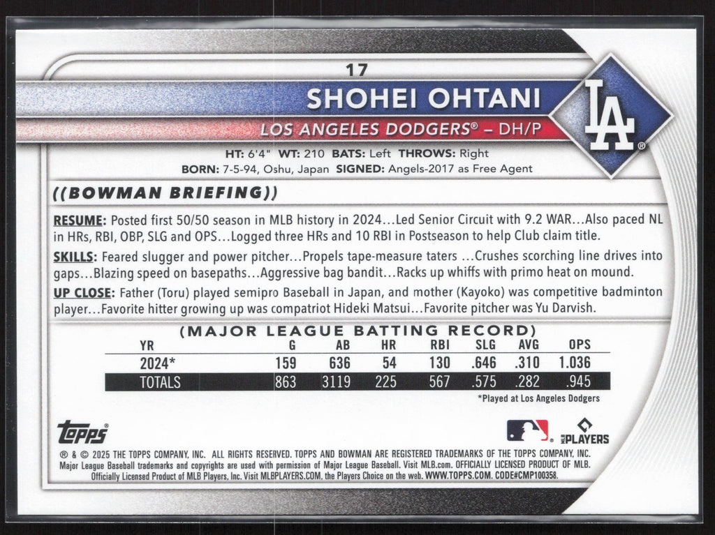 2025 Bowman #17 Shohei Ohtani