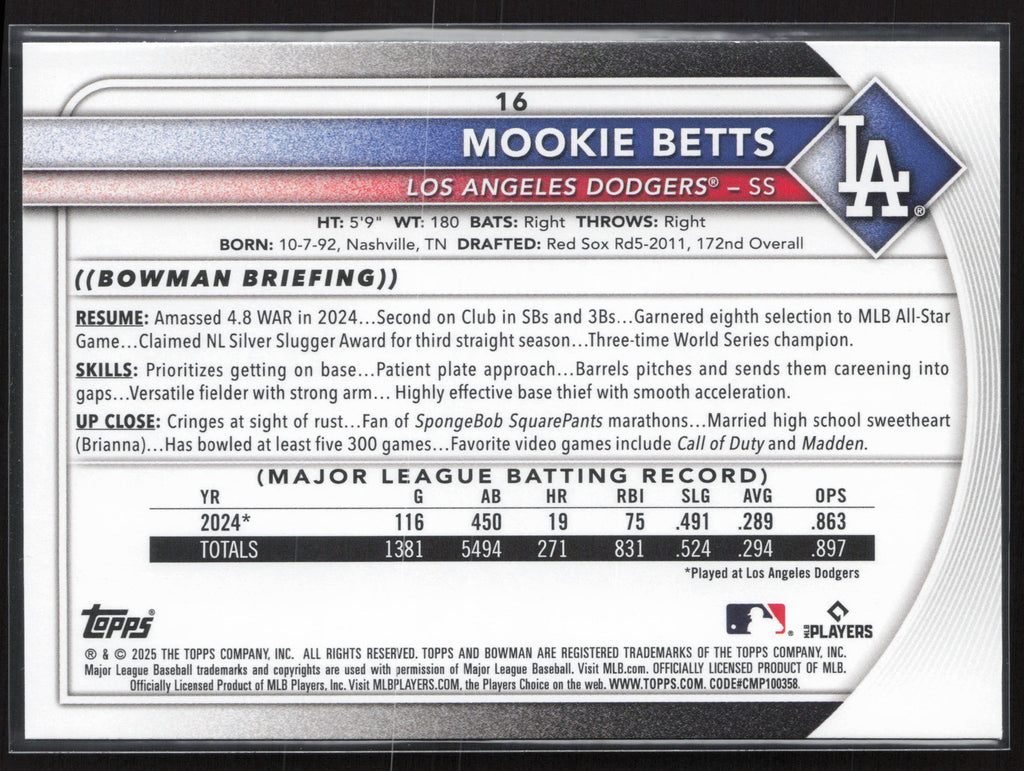 2025 Bowman #16 Mookie Betts