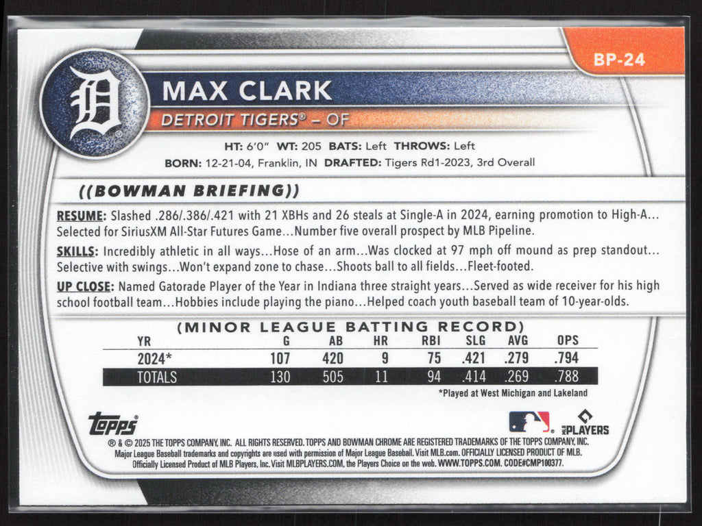 2025 Bowman #BP-24 Max Clark Prospects