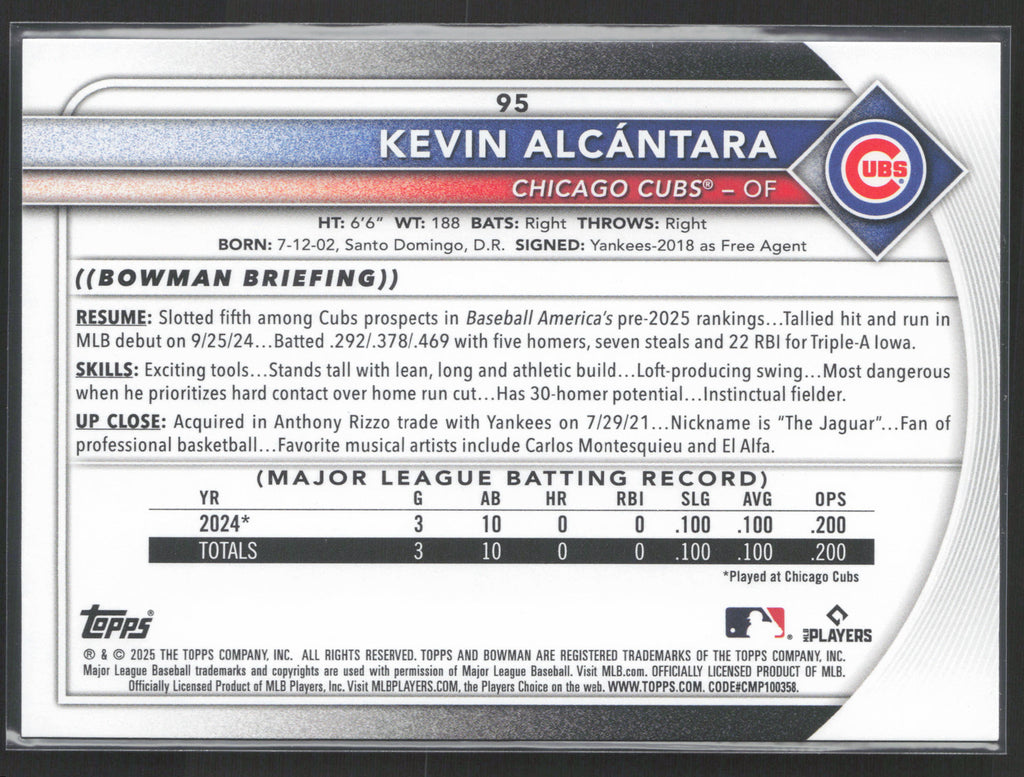 2025 Bowman #95 Kevin Alcántara