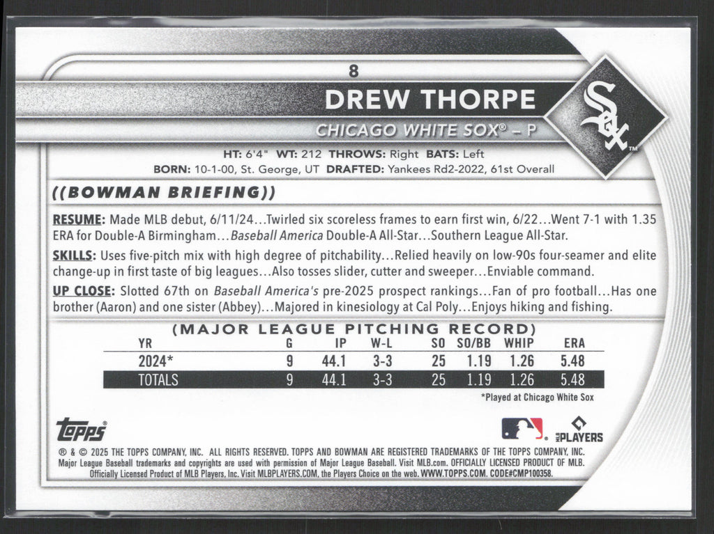 2025 Bowman #8 Drew Thorpe