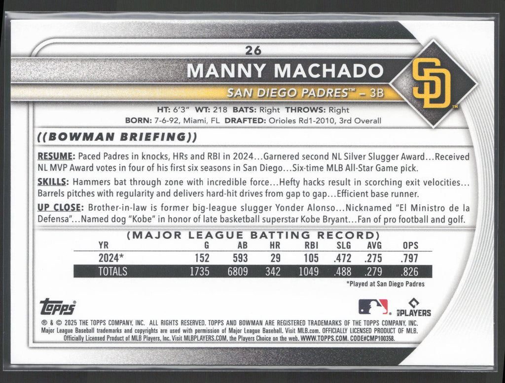 2025 Bowman #26 Manny Machado