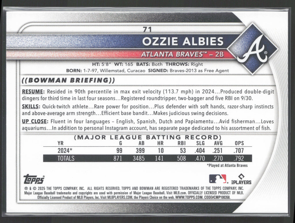 2025 Bowman #71 Ozzie Albies