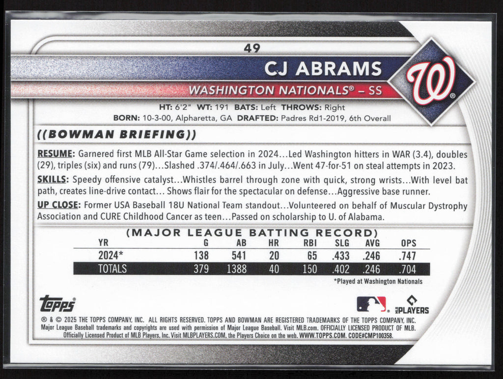 2025 Bowman #49 CJ Abrams