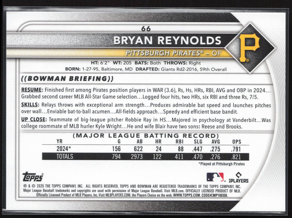 2025 Bowman #66 Bryan Reynolds
