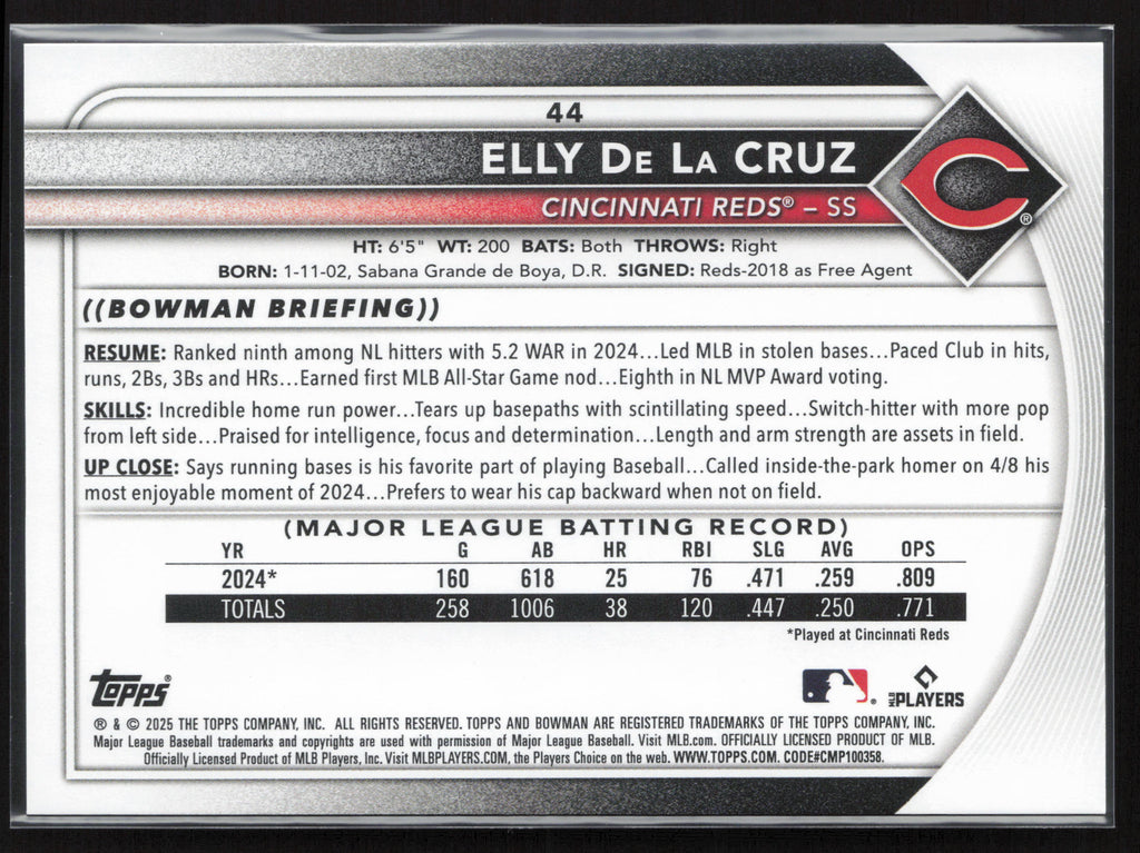 2025 Bowman #44 Elly De La Cruz