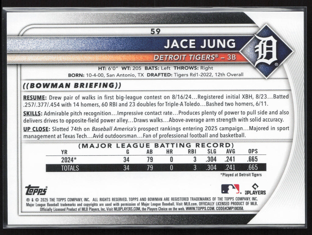2025 Bowman #59 Jace Jung
