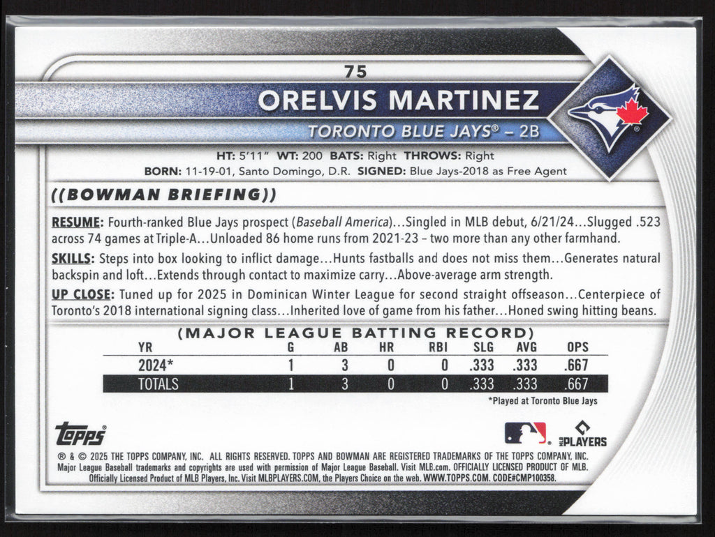 2025 Bowman #75 Orelvis Martinez