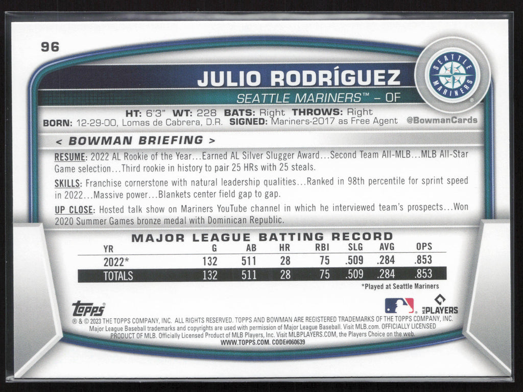 2023 Bowman #96 Julio Rodriguez