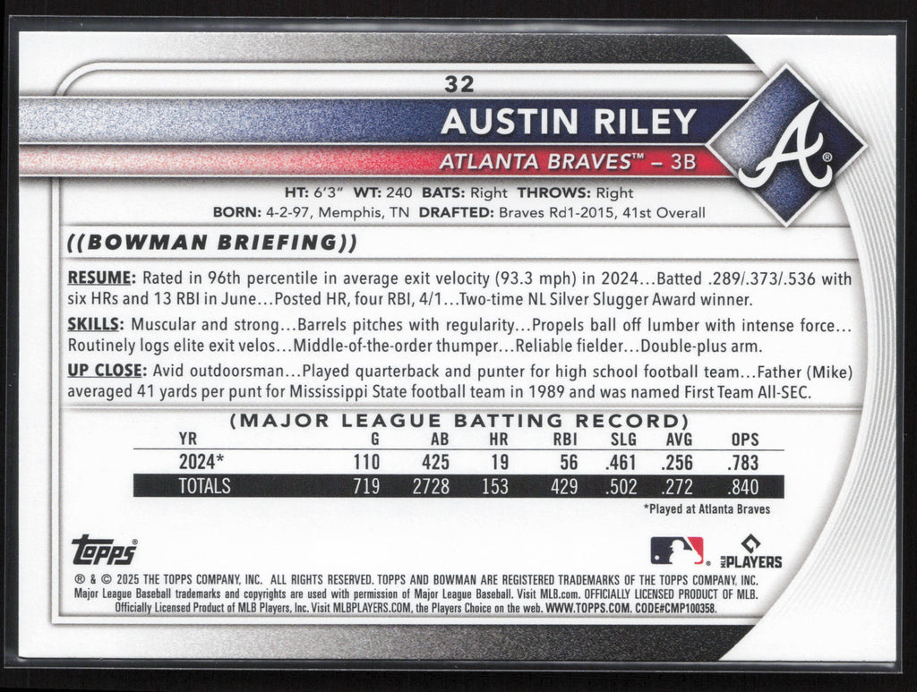 2025 Bowman #32 Austin Riley