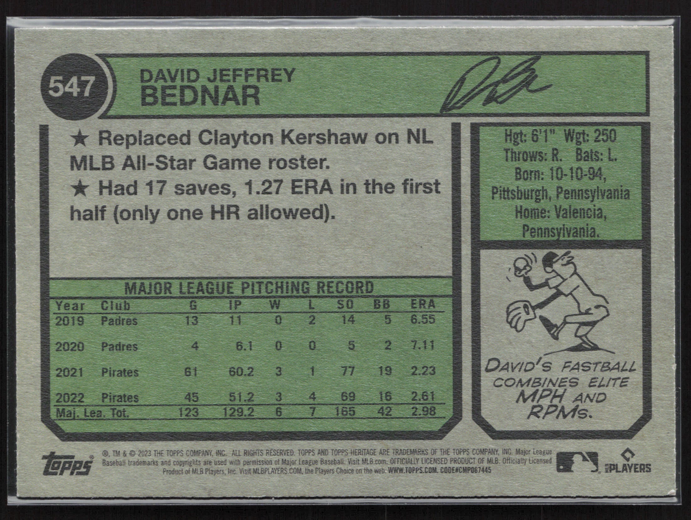 2023 Topps Heritage #547 David Bednar