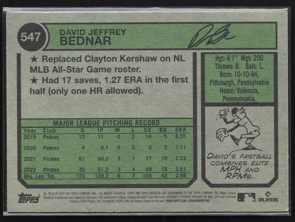 2023 Topps Heritage #547 David Bednar