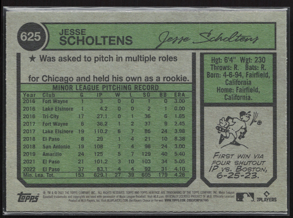 2023 Topps Heritage #625 Jesse Scholtens
