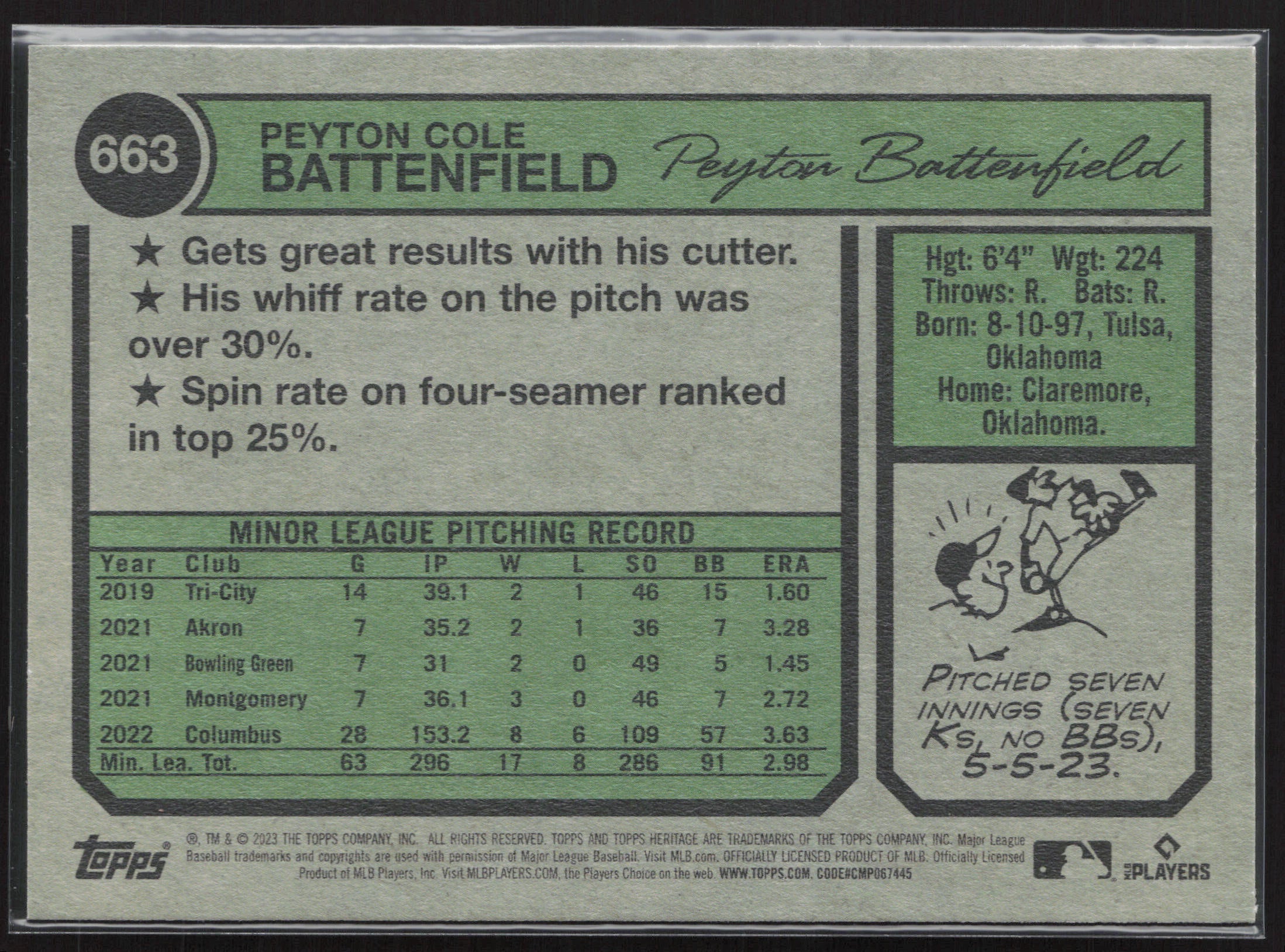 2023 Topps Heritage #663 Peyton Battenfield